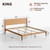 RECCI Japanese Joinery King Size Bed Frame, Mid-Century Modern Solid Bamboo Wood Platform Bed with Tall Headboard,