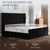 King Size Bed Frame with 55.1" Tall Headboard, Velvet Upholstered Platform Bed with Channel Tufted Wingback, 2 Reading Lights/Storage Shelf