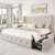 LARMACE Queen Size Bed Frame with 4 Storage Drawers and 47.2" Tall Tufted Headboard with Wooden Slats Support, Easy Assembly, Beige