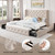 LARMACE Queen Size Bed Frame with 4 Storage Drawers and 47.2" Tall Tufted Headboard with Wooden Slats Support, Easy Assembly, Beige
