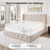 LARMACE Queen Size Bed Frame with 4 Storage Drawers and 47.2" Tall Tufted Headboard with Wooden Slats Support, Easy Assembly, Beige