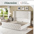 Jocisland Queen Size Upholstered Bed Frame with 6.3-Inch Curved Wingback Headboard, Tufted Footboard, Wood Slats