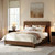 Evermagin Walnut Queen Bed Frame with Headboard, Mid Century Modern Fluted Platform Bed, Boho Wooden Bed Base