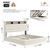 Keyluv King Size Lift Up Storage Bed Frame with LED Lights and Charging Station, 50.4" Tall Upholstered Platform Bed with Button Tufted Storage Headboard