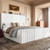 King Size Bed Frame with 55.1" Tall Headboard, Velvet Upholstered Platform Bed with Channel Tufted Wingback, 2 Reading Lights/Storage Shelf