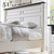 Aitjunz Queen Size Wood Platform Bed Frame with 20" Tall Roman Column Decoration Footboard & 2 Large Storage Drawers, No Box Spring Needed (White)