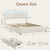 Brafab Bed Frame Queen Size, Queen Bed Frame with Storage, Boucle Upholstered Platform Bed with LED Light, Soft Rounded Corners, Adjustable Headboard