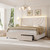 HITHOS King Upholstered LED Bed Frame with 2 Storage Drawers, Velvet Platform Bed with Wingback Headboard, Solid Wooden Slats Support
