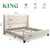 AMERLIFE King Size Upholstered Bed Frame with 50.8" Tall Headboard, Wingback Platform Bed with Solid Wood Legs, Wooden Slats