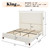 AMERLIFE King Size 62" Corduroy Upholstered Bed Frame, Luxurious Platform Bed with Extra Tall Wingback Headboard and Vertical Stripe