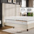 AMERLIFE King Size 62" Corduroy Upholstered Bed Frame, Luxurious Platform Bed with Extra Tall Wingback Headboard and Vertical Stripe
