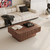 Lift Coffee Table with Storage & Adjustable Height, Solid Wood Coffee Table Fluted Center Table Accent Tea Table or Living Room