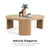 42” Round Coffee Table, Solid Rubberwood & Oak Veneer, Modern Wood Living Room Table with Plinth Base, Oak Finish