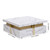 Merax Modern White and Gold Square Coffee Table with 4 Drawers, Ample Hidden Storage, Durable MDF Construction, Sleek Accent End Table for Living Room