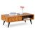 Solid Wood Coffee Table, 2 Drawers & Open Shelves, Mid Century Modern Center Table, 110 cm, Teak Brown