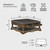 Lexicon 39 Inch Wood Coffee Table with 4 Drawers, Lower Open Shelf, Casters, Square Ottoman Coffee Table for Living Room, Brown