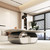 41.7" Modern Butterfly Coffee Table with Sintered Stone Top, Stainless Steel Base and MDF Cabinet, Contemporary Coffee Tables for Living Room Decor