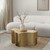 Meridian Furniture 238Gold-C Tevere Collection Modern | Contemporary Coffee Table with Brushed Metal, Unique Shape