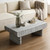 KEIKI 47" Coffee Table with Fluted Drawer, Oval Wood Coffee Table with Faux Marble Tabletop for Living Room or Office