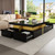 Merax 43.3" Modern Glossy Square Storage Coffee Table with 4 Drawers, Gold Accents, Functional Center Tables for Living Room