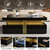 Merax 43.3" Modern Glossy Square Storage Coffee Table with 4 Drawers, Gold Accents, Functional Center Tables for Living Room