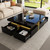 Merax 43.3" Modern Glossy Square Storage Coffee Table with 4 Drawers, Gold Accents, Functional Center Tables for Living Room