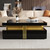 Merax 43.3" Modern Glossy Square Storage Coffee Table with 4 Drawers, Gold Accents, Functional Center Tables for Living Room