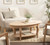 Vintage Tiered Oval Coffee Table, 42 x 22 x 19, Light Natural, Traditional Two-Tier Oval Living Room Table with Storage