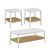 Set of 3-2-Tier Modern Farmhouse Coffee and Two End Tables Set with Woven Storage Shelves - Wooden Living Room Furniture (White)