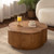 KEIKI 31.5" Round Coffee Table for Living Room, Flower-Shaped Rattan Coffee Table with Lift-Off Lid Storage
