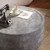 GDFStudio 39.37" Round Coffee Table with Faux Concrete Finish, Mid Century Modern Round Center Table Drum Coffee Table for Living Room
