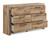 Hyanna Mid-Century Modern 6 Drawer Dresser, Light Brown & Beige