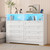 GAOMON 8 Drawer Wooden Dressers for Bedroom with Power Outlet and LED Lights, White Wood Chest of Drawers with Deep Drawer