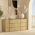 72” Modern 6 Drawer Dresser, Wide Chest of Drawers with Sculpted Fluted Front & Accent Recessed Handles, Doubles as 70” TV Stand