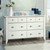 Sauder Shoal Creek Dresser, Six Drawer Storage, Oak Bedroom Dresser, Soft White Finish