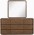 Mid-Century Modern Dresser with Rich Brown Finish, Walnut Veneer, Mix of Solid Wood and MDF, 70" W x 20" D x 32" H, Brown