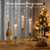3Pcs Brass Candlestick Holders with Ribbed Glass Cylinder Cover Fluted Tall Candle Sticks Holder Decor for Table Centerpiece