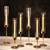 6 Pcs Gold Taper Candlestick Holders - Tall Modern Candles Stick Decor with Cylinder Shape Cover for Dinner Table Centerpiece