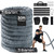 Battle Rope for Home Gym Workout - 1.5 Inch 30ft Heavy Weighted Training Exercise Ropes Fitness Equipment with Sleeve and Anchor Strap Kit for Outdoor Working Out - Gray
