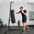 Soozier Punching Bag with Stand for Adults, 72.8"-90.9" Height Adjustable Freestanding Boxing Stand with Canvas Sandbag, Stable Triangular Base and 1" Weight Plate Storage for Home Gym MMA, Black