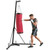 Soozier Punching Bag with Stand for Adults, 72.8"-90.9" Height Adjustable Freestanding Boxing Stand with Canvas Sandbag, Stable Triangular Base and 1" Weight Plate Storage for Home Gym MMA, Red