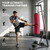 Soozier Punching Bag with Stand for Adults, 72.8"-90.9" Height Adjustable Freestanding Boxing Stand with Canvas Sandbag, Stable Triangular Base and 1" Weight Plate Storage for Home Gym MMA, Red
