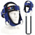 Fitness Neck Head Harness Trainer, Adjustable Chin Strap and Head Harness Strength with Nylon Tether, Neoprene Neck Workout Exerciser for Weight Lifting, Home and Gym Use, Blue