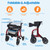 Rollator Walker for Seniors/Adults Foldable Rolling Walker with Seat 330 lbs Capacity 10 inch Wheels Hand Grips Adjustable Height Lightweight Durable Aluminum Walker Removable Back Support (Red)