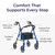 Drive Medical Rollator Walker with Seat - Stable Mobility Support - Height Adjustable - Durable Steel Frame Construction - Smooth 7.5" Wheels - Foldable - 350 Lb Limit - Blue