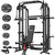 DONOW Smith Machine with Weight Stacks, Power Cage Home Gym System with LAT Pulldown Cable Crossover Multi-Functional Trainer with Dual Pulley System with Weight Bench Cast Iron Weight Plates 240lbs