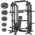 DONOW Smith Machine with Weight Stacks, Power Cage Home Gym System with LAT Pulldown Cable Crossover Multi-Functional Trainer with Dual Pulley System with Weight Bench Cast Iron Weight Plates 240lbs