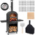 Giantex Pizza Oven Outdoor Wood Fired | Pizza Maker on Wheels with 2 Side Tables