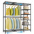 3'3" to 4'8" Portable Open Walk-in Closet Rack System with Flexible Shelves and Hanger Rods Clothing Rack for Hanging Clothes, Black