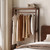 Solid Wood Clothes Rack, Clothing Rack with 2 Shelves Storage, Floor-Standing Coat Rack for Bedroom